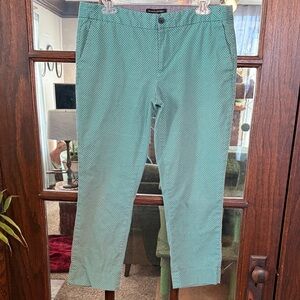 Banana Republic Hampton Fit Teal Geometric Diamond Print Cropped Pants Size 10